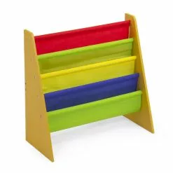 ATe Casa Scaffale Libreria In Legno Con 5 Ripiani In Tessuto