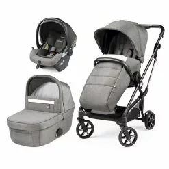 Peg Perego Trio Vivace Con Passeggino Compatto, Navicella Culla Grande E Seggiolino Auto Primo Viaggio Lounge R129 I-Size