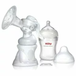 Nuby Kit Tiralatte Manuale Natural Touch Softflex Con Biberon E Coppette Assorbilatte