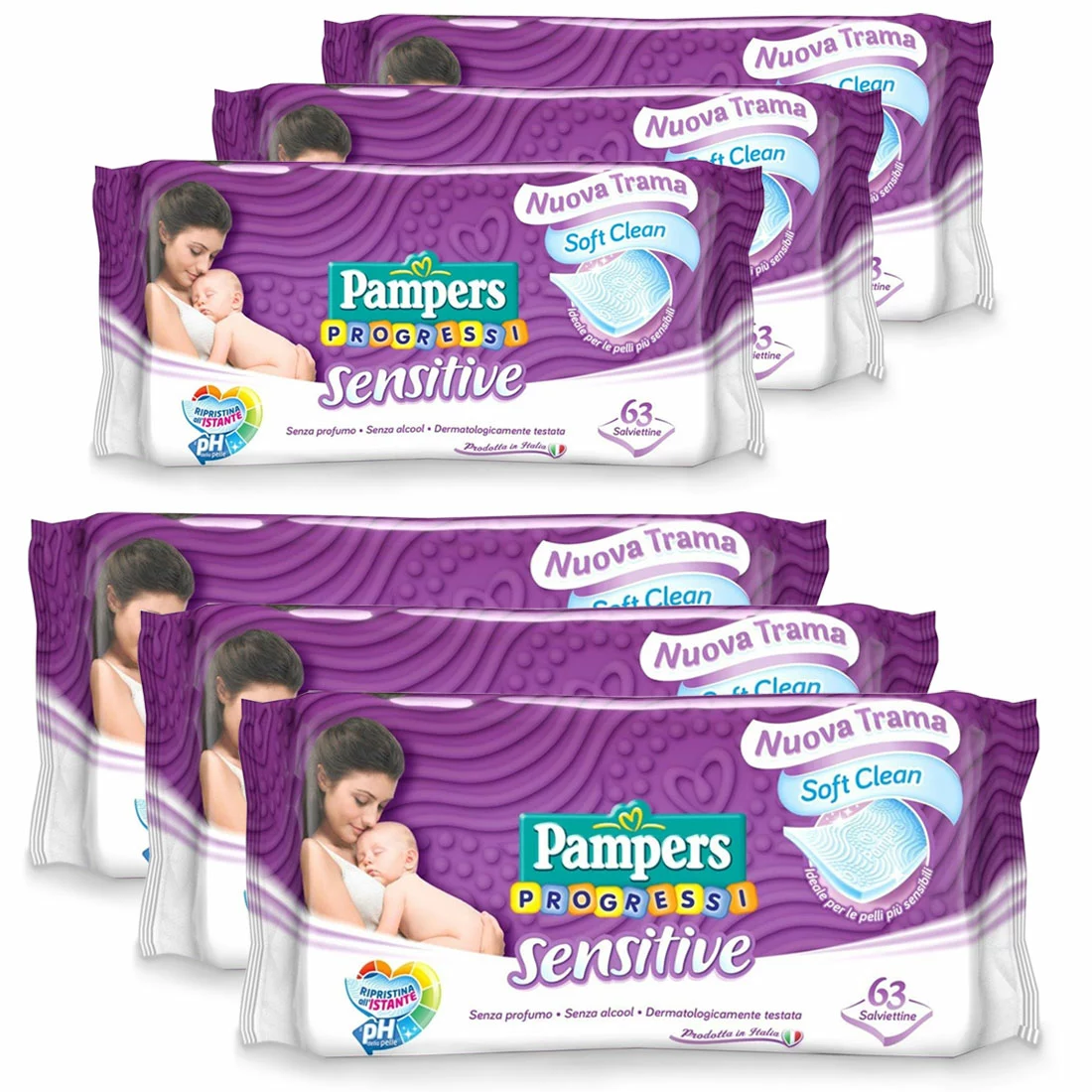 Pampers® Pampers Salviette Sensitive Delicate Senza Profumi Aggiunti - 378 Salviette (6 Confezioni Da 63 Salviette) 3 Pampers® Pampers Salviette Sensitive Delicate Senza Profumi Aggiunti - 378 Salviette (6 Confezioni Da 63 Salviette)
