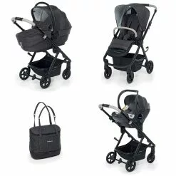Foppapedretti Trio Eureka Con Passeggino Reversibile, Navicella Classic, Seggiolino Auto Next I-Size E Borsa Coordinata