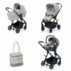 Foppapedretti Trio Eureka Con Passeggino Reversibile, Navicella Smart Richiudibile, Seggiolino Next ISize E Borsa Coordinata