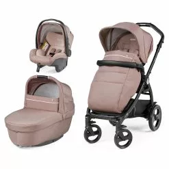 Peg Perego Trio Book Smart Modular Con Passeggino, Navicella Culla Elite Smart E Seggiolino Auto Primo Viaggio SL