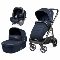 Peg Perego Trio Veloce Con Passeggino Con Ruote Top Quality, Culla Gran Pagoda E Seggiolino Auto Primo Viaggio Lounge