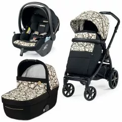 Peg Perego Trio Book Con Passeggino, Culla Grande E Seggiolino Auto Primo Viaggio Lounge I-Size