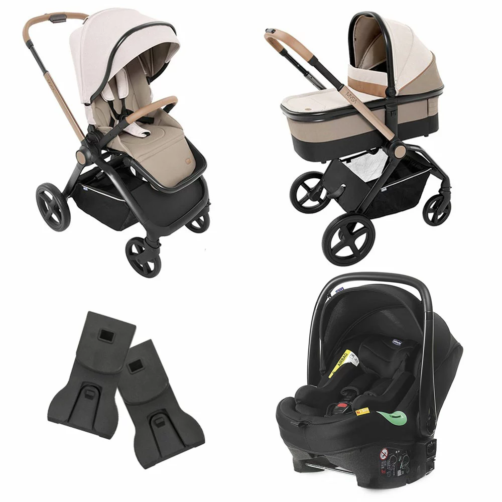 CHICCO Trio Mysa Con Passeggino, Navicella Light E Seggiolino Auto Kiros Evo ISize, Adattatori Ovetto Inclusi 3 CHICCO Trio Mysa Con Passeggino, Navicella Light E Seggiolino Auto Kiros Evo ISize, Adattatori Ovetto Inclusi