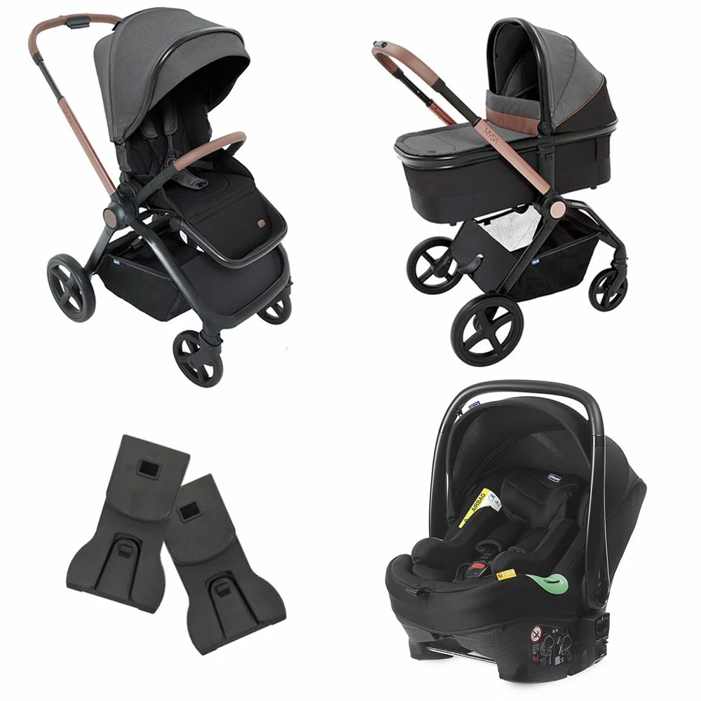 CHICCO Trio Mysa Con Passeggino, Navicella Light E Seggiolino Auto Kiros Evo ISize, Adattatori Ovetto Inclusi 4 CHICCO Trio Mysa Con Passeggino, Navicella Light E Seggiolino Auto Kiros Evo ISize, Adattatori Ovetto Inclusi - immagine 2