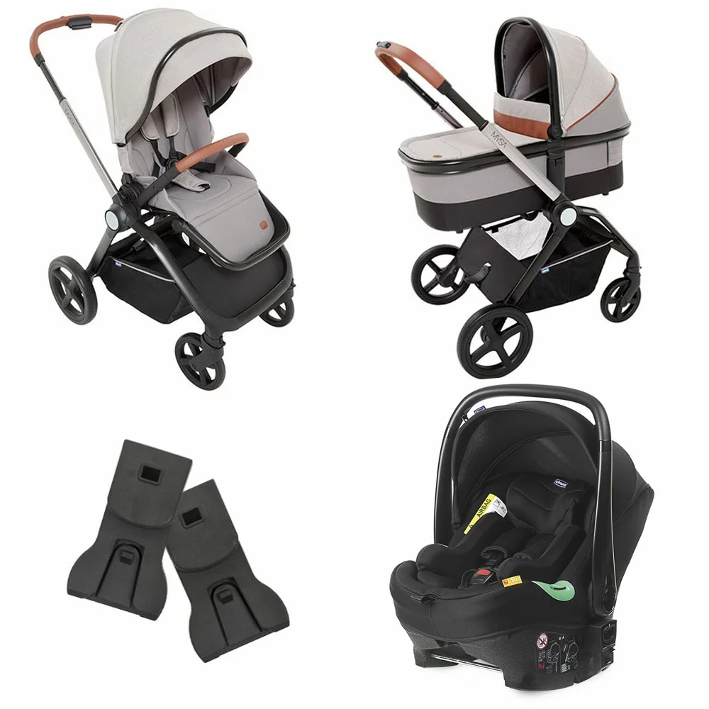CHICCO Trio Mysa Con Passeggino, Navicella Light E Seggiolino Auto Kiros Evo ISize, Adattatori Ovetto Inclusi 8 CHICCO Trio Mysa Con Passeggino, Navicella Light E Seggiolino Auto Kiros Evo ISize, Adattatori Ovetto Inclusi - immagine 6